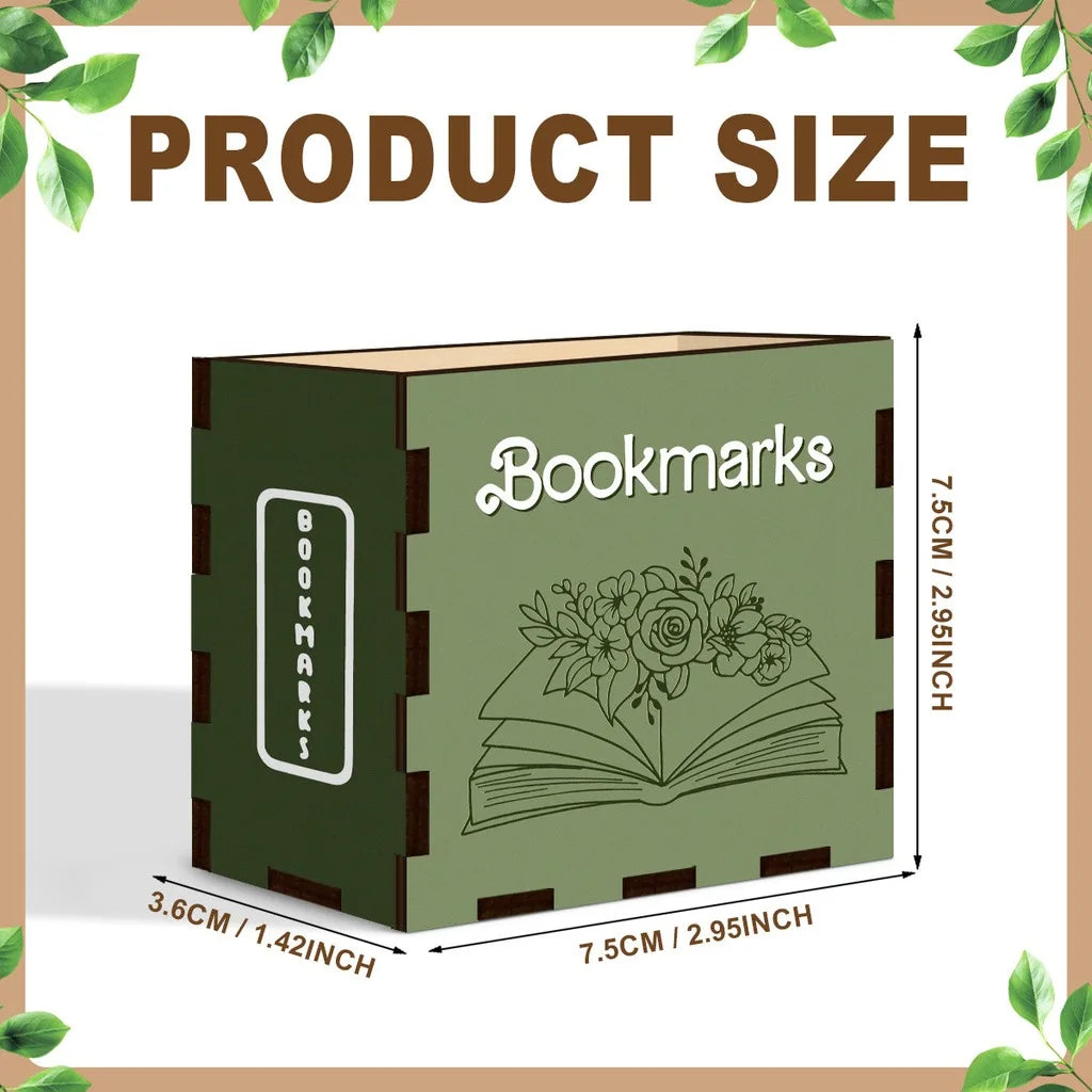 Wooden Book-Shaped Bookmark Holder & Desktop Organizer