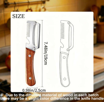 3-in-1 Stainless Steel Vegetable & Fruit Peeler with Oak Handle