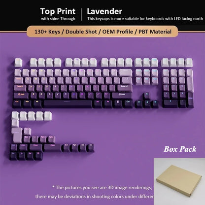 134-Key Lavender Purple Shine-Through PBT Keycap Set