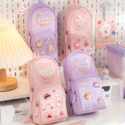 Cute Schoolbag-Style Large Capacity Pencil Case