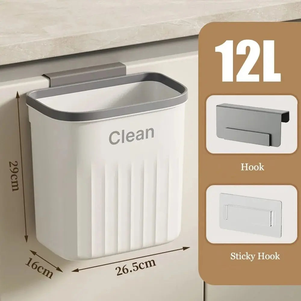 Wall-Mounted Under Sink Trash Can with Lid – 8.5L & 12L