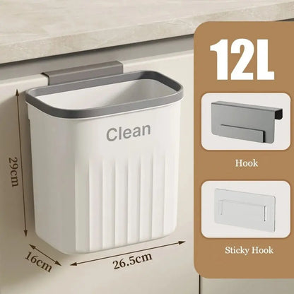 Wall-Mounted Under Sink Trash Can with Lid – 8.5L & 12L