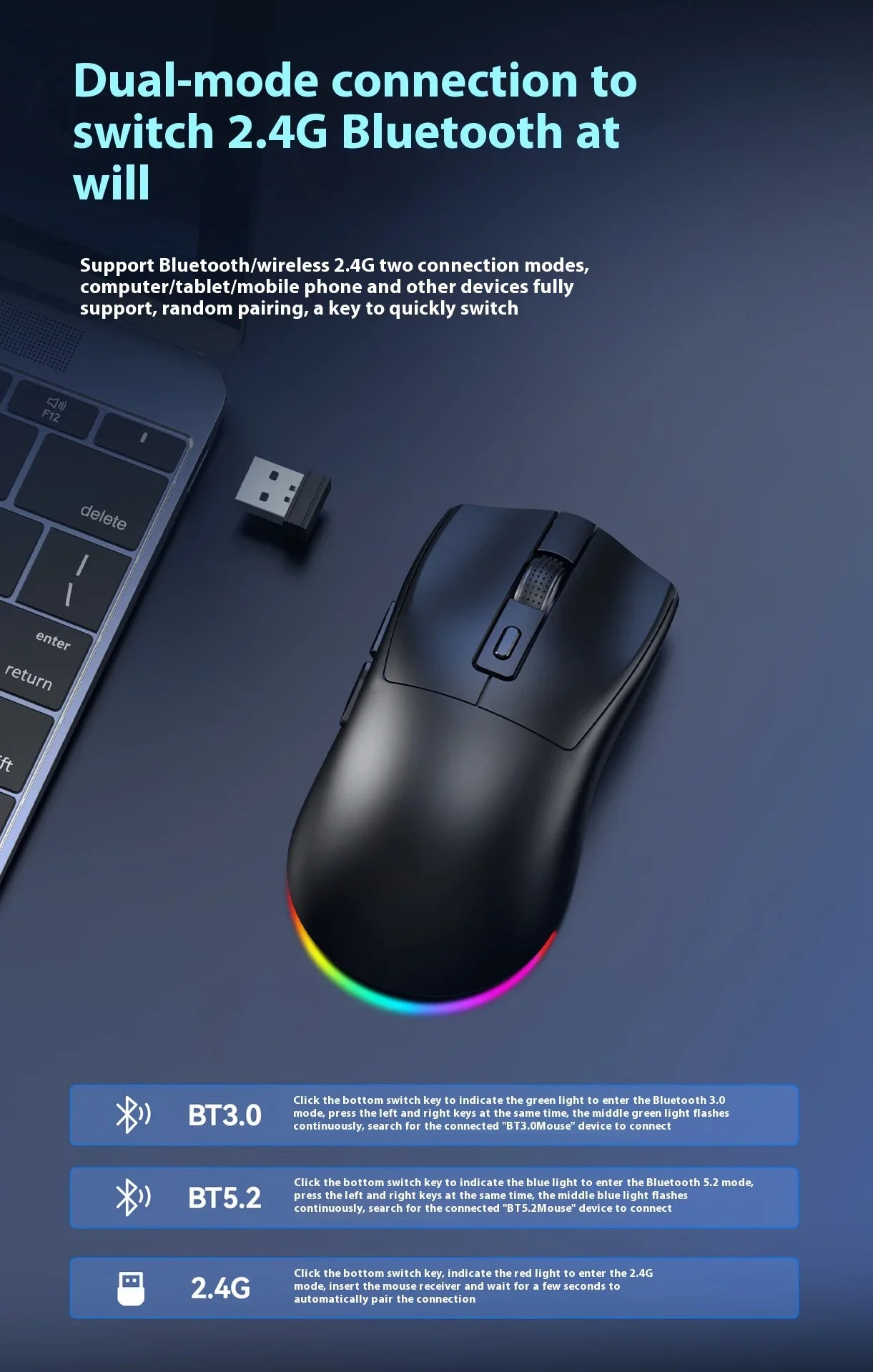 NexusClick X3 Dual-Mode Wireless Gaming Mouse