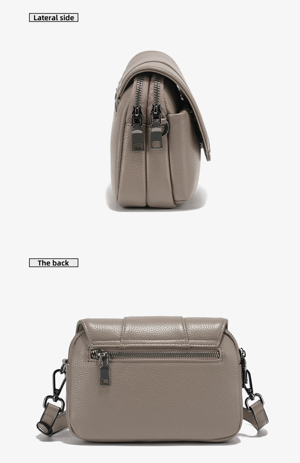 Genuine Leather Multi-Compartment Crossbody Bag