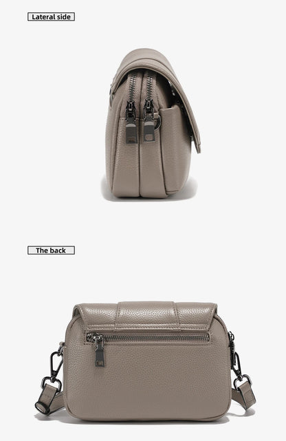 Genuine Leather Multi-Compartment Crossbody Bag