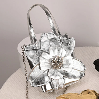 3D Floral PU Leather Bucket Handbag