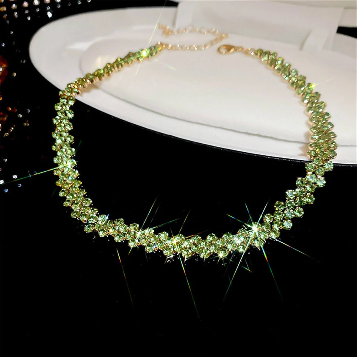 Geometric Rhinestone Crystal Choker Necklace