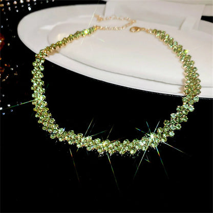 Geometric Rhinestone Crystal Choker Necklace