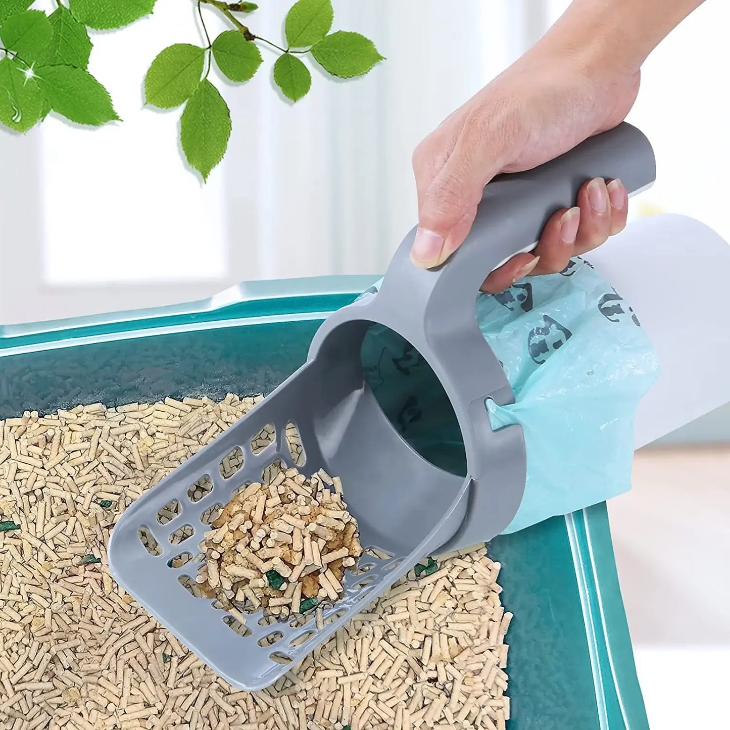 Cat Litter Scoop with Waste Bin & Refill Bags
