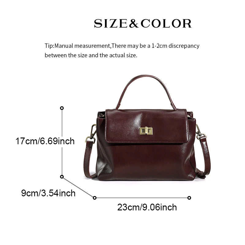 Vintage Genuine Leather Top Handle Crossbody Satchel