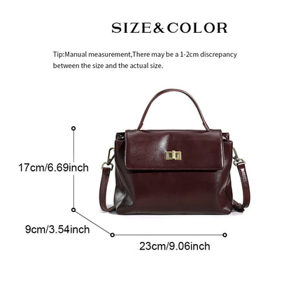 Vintage Genuine Leather Top Handle Crossbody Satchel