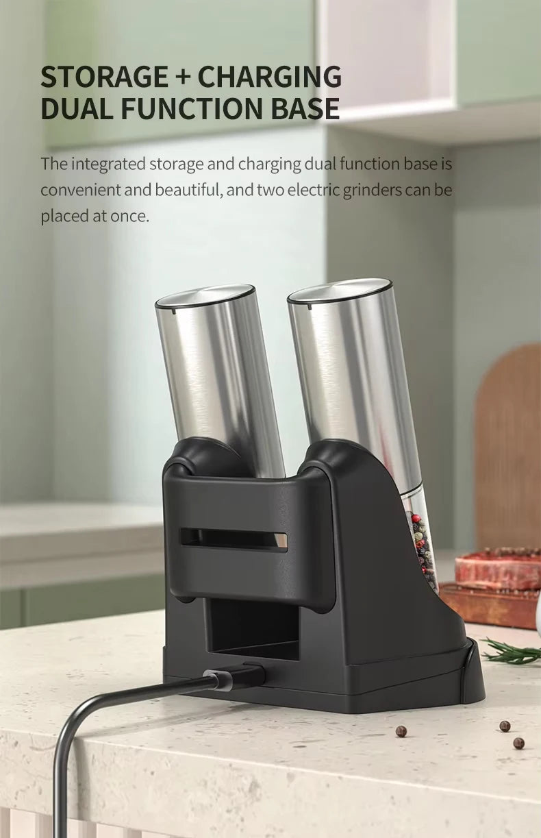 Electric Spice Grinder Set with Charging Base