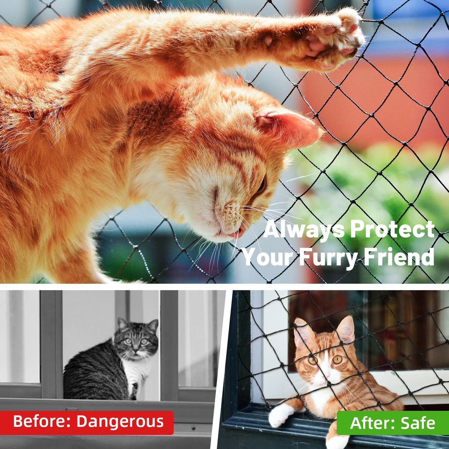 Steel Wire Reinforced Cat Balcony Safety Net
