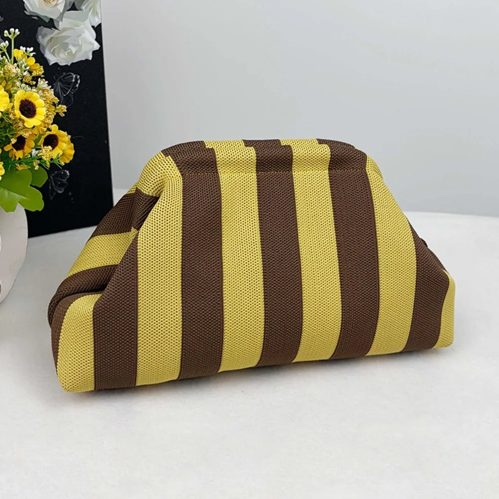 Bright Striped Knit Cloud Bag
