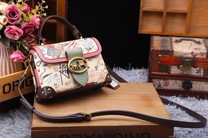 Vintage Graffiti Bear Top Handle Satchel Bag