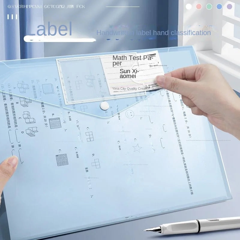 Clear A4 Document Folder with Snap Button