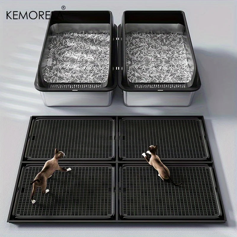 Extra Large Stainless Steel Cat Litter Box with Lid