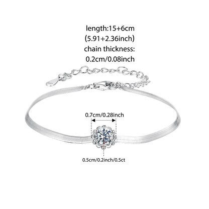 925 Sterling Silver Moissanite Flower Bud Bracelet