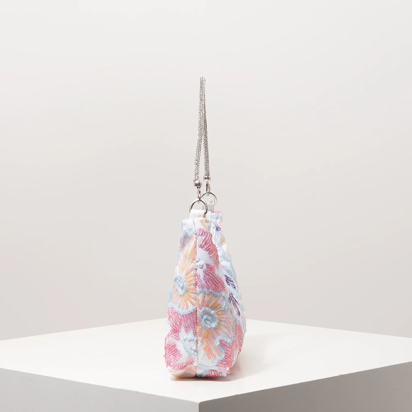Floral Embroidered Sequin Shoulder Bag