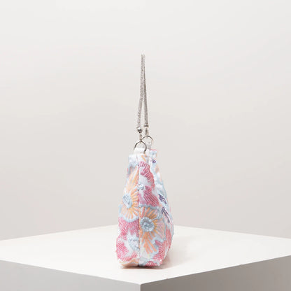 Floral Embroidered Sequin Shoulder Bag