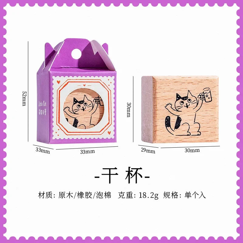 Cute Cat Wooden Decorative Stamp