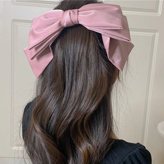 Large Satin Hair Bow Clip