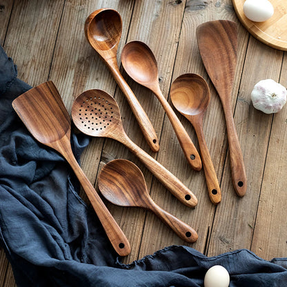Wooden Kitchen Utensil Set with Storage Holder