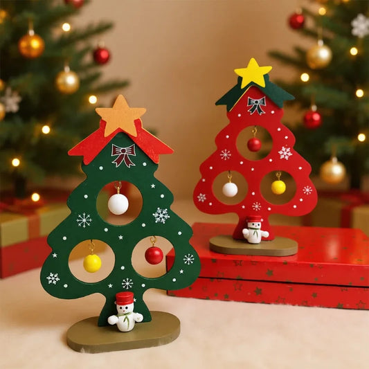 Mini Wooden Christmas Tree Tabletop Ornament