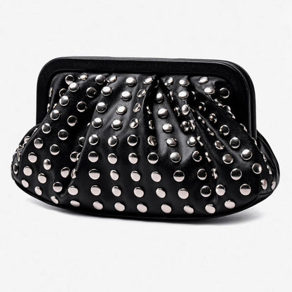 Studded Shell Evening Clutch Bag