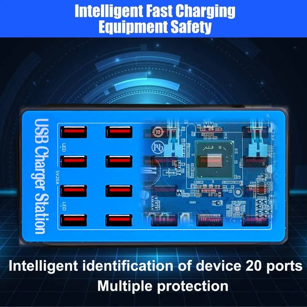 20-Port 100W USB Charging Statio