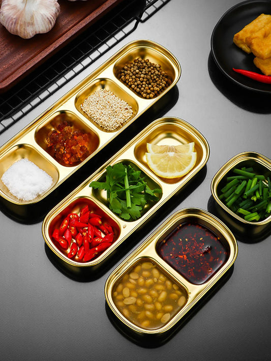 Stainless Steel Divided Condiment Serving Tray