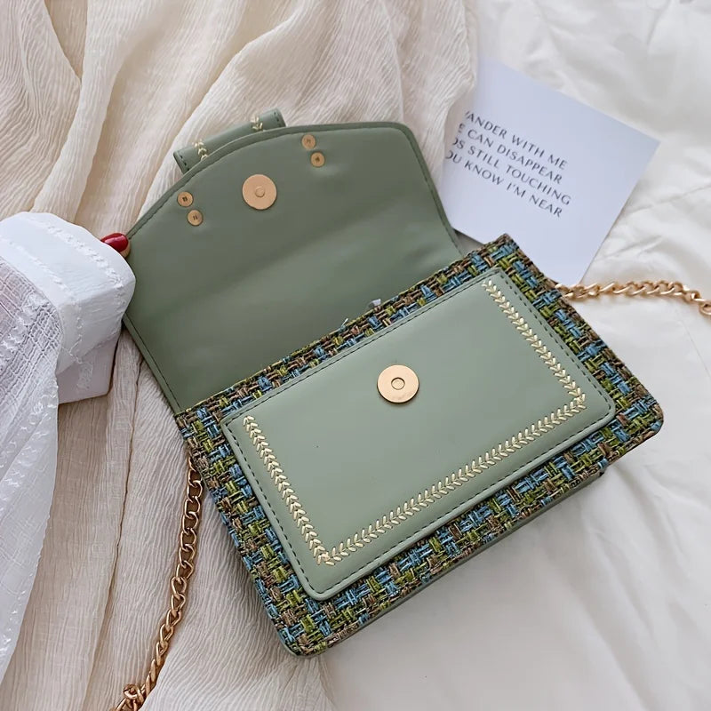 Chic Mini Plaid Tweed Crossbody Bag