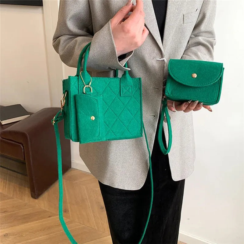 Felt Tote, Crossbody Bag & Wallet Set for Everyday Use