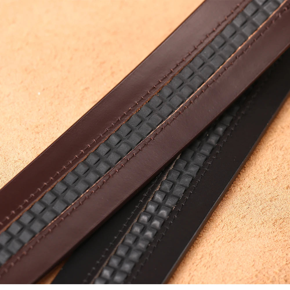 No Buckle 3.5cm Width Cowskin Genuine Leather Belt