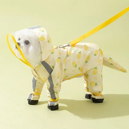 Waterproof Dog Hooded Raincoat with Reflective Design