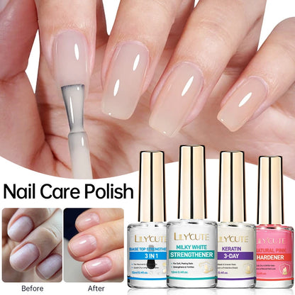 Milky White Pink Nail Strengthener – Base & Top Coat Varnish 12ml