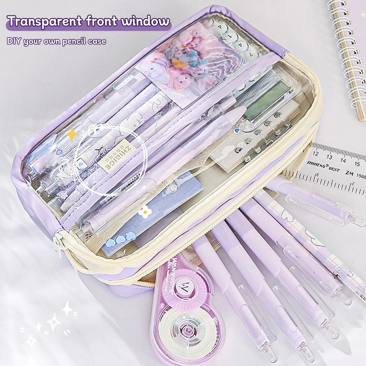 Transparent Four-Layer Pencil Bag