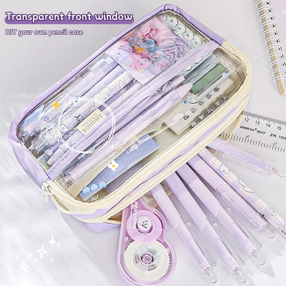 Transparent Four-Layer Pencil Bag