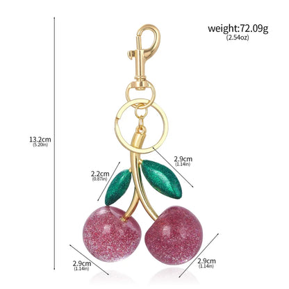 Red Cherry Pendant Keychain Charm