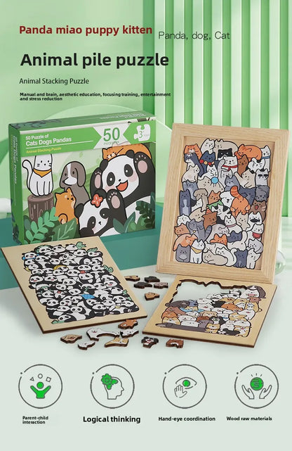 Wooden Animal Shape Brain Puzzle