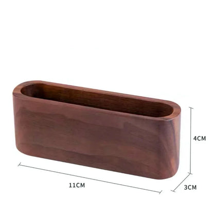 Wooden Business Card Holder Desk Organizer with Pen Slot