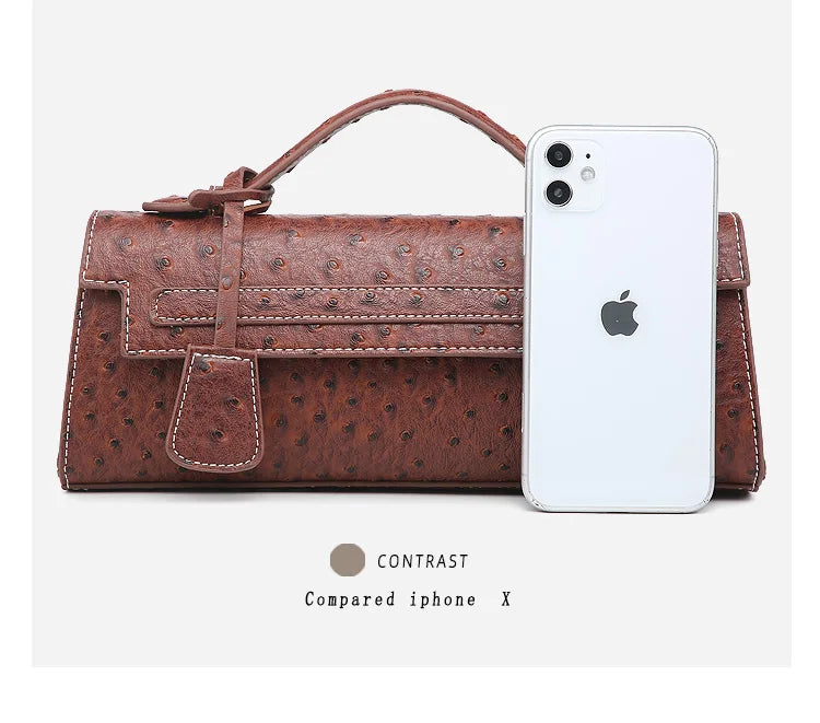 Ostrich Print PU Leather Shoulder Bag
