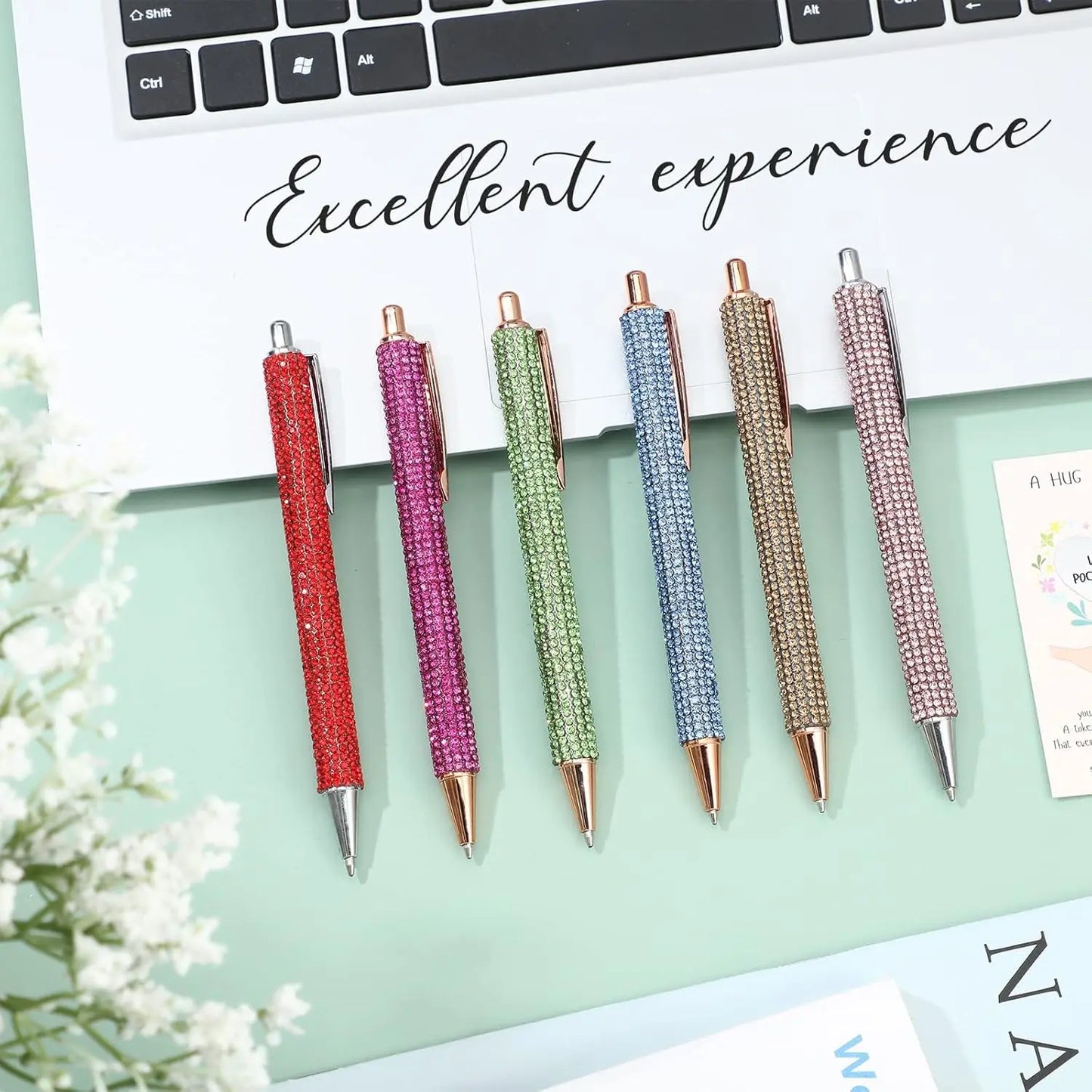 Sparkly Retractable Black Ink Pens for Office, School & Gifts