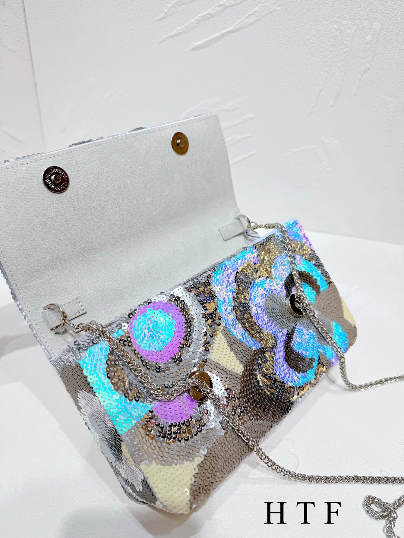 Floral Sequin Evening Clutch Bag
