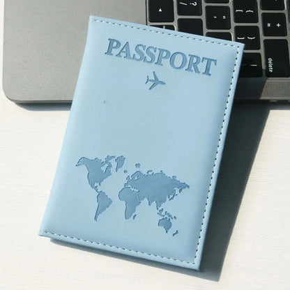 World Map PU Leather Passport Holder
