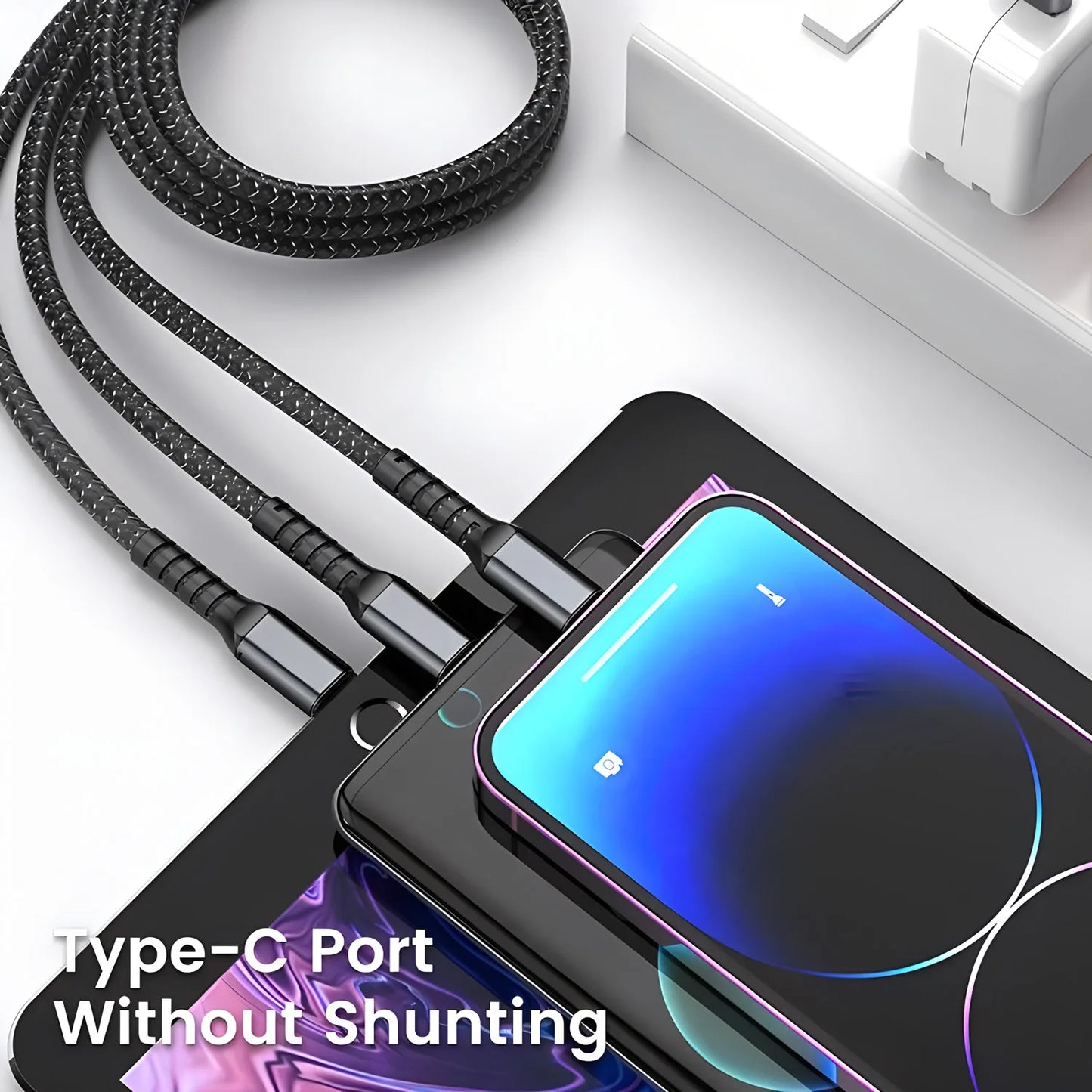 3-in-1 Fast Charging USB Cable – USB-A to Lightning, USB-C & Micro USB