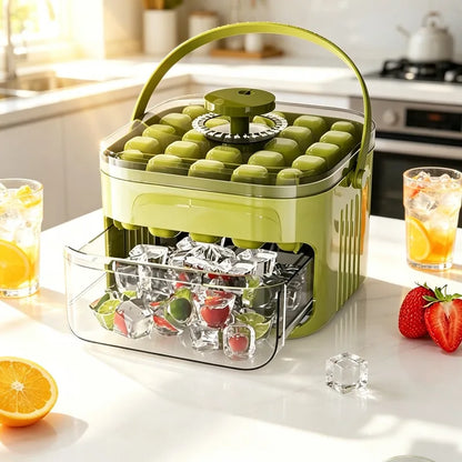 50-Grid Press Ice Cube Maker with Storage Box