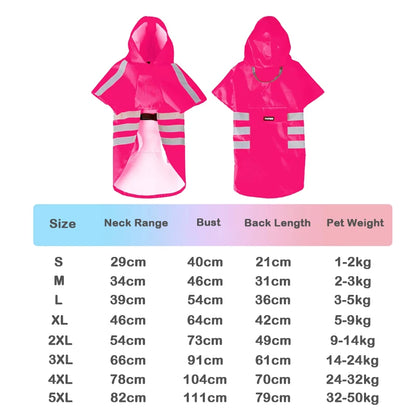 Waterproof Reflective Hooded Dog Raincoat