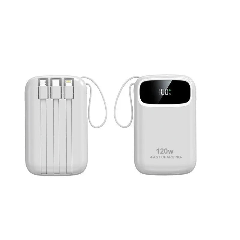 120W Fast Charging Power Bank with Built-in Cable
