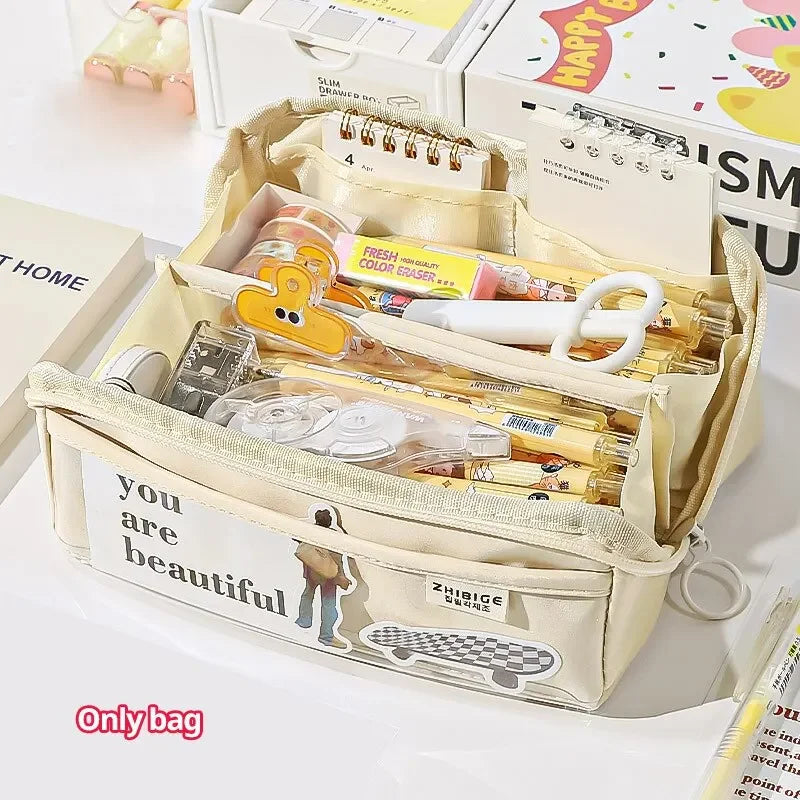Transparent Multi-Layer Large Capacity Pencil Case